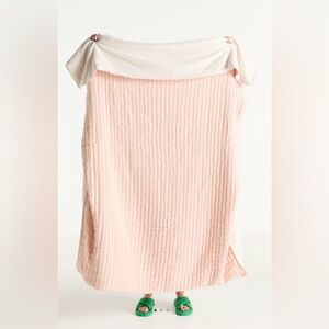 Anthropologie Mira Cotton Sherpa Fleece Reverse Woven Throw Blanket, NWT